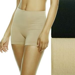 Lunaire Womens 2-Pack Black/Nude Seamless Shaping High Waist Boy Shorts Large